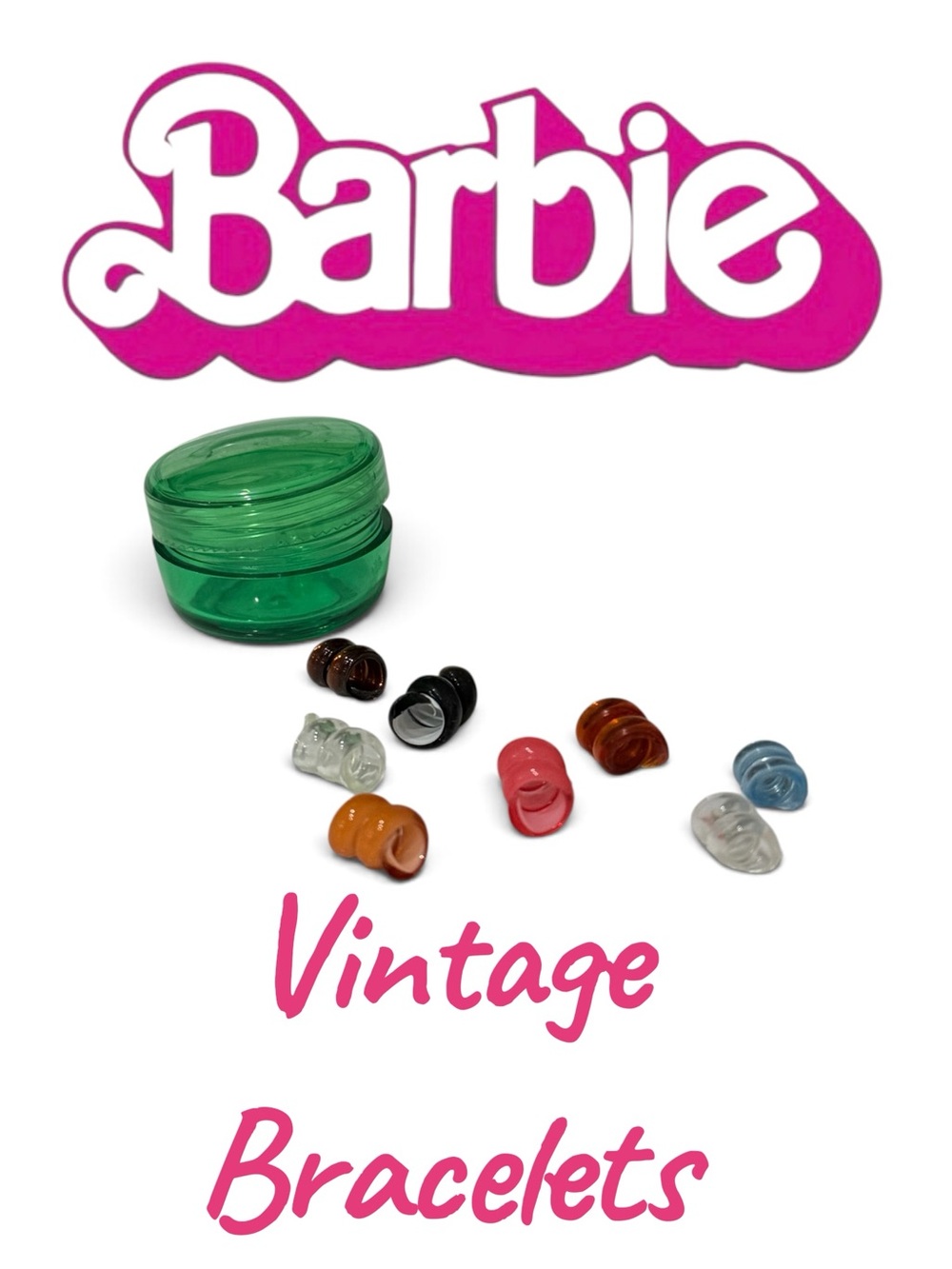 8 Vintage Barbie Spiral Bracelets with Acrylic Box
